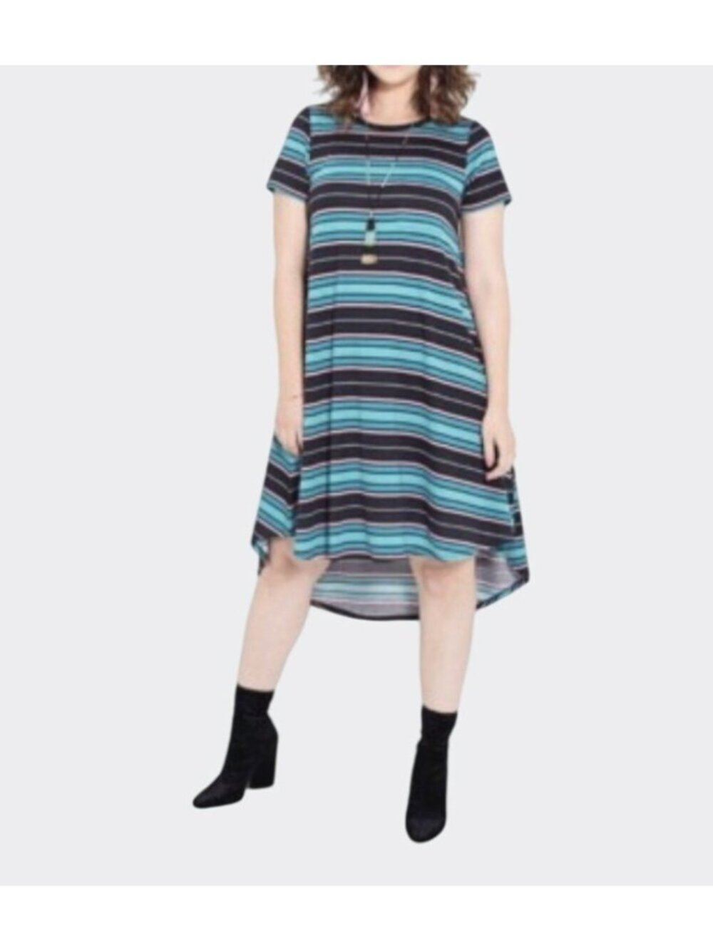 Lularoe Carly Geometric Print Green & Black Short Sleeve Dress Small - Picture 15 of 15